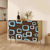 Brown Blue Atomic Midcentury Cabinet – Retro Wood Storage for Modern Homes - One Size - retro cabinet