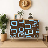 Brown Blue Atomic Midcentury Cabinet – Retro Wood Storage for Modern Homes - One Size - retro cabinet