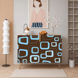 Brown Blue Atomic Midcentury Cabinet – Retro Wood Storage for Modern Homes - One Size - retro cabinet