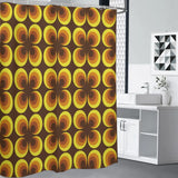 Brown Yellow Retro Shower Curtain – 70s Midcentury Modern Home Decor - retro bathroom