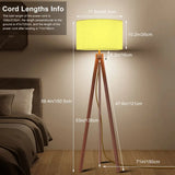 Butter Yellow Shade Retro Scandi Light - Wooden Tripod Floor Lamp - retro floor lamps