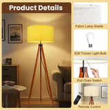 Butter Yellow Shade Retro Scandi Light - Wooden Tripod Floor Lamp - retro floor lamps