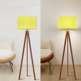 Butter Yellow Shade Retro Scandi Light - Wooden Tripod Floor Lamp - retro floor lamps