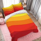 Leuchtendes Retro-Doppelbettwäsche-Set aus den 70ern: Orange, Gelb, Rot, Bettwäsche in voller Größe