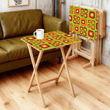 Retro 70s Style Folding TV Trays Set of 4 + Storage Rack Wooden Tables
