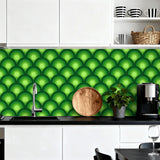 70s Green Retro Stick & Peel Kitchen Wall Panel Kit: Waterproof PVC Tiles