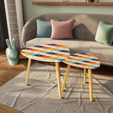 Triangle 60s Retro Tripod Nesting Table Set, Multicolor Diamonds