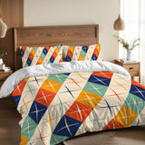 Midcentury Modern 60s Pattern Duvet Cover Set: Retro Diamond Bedding