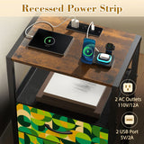 70s Retro Midcentury Bedside Cabinet with Power Outlet & USB Ports