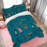 Set completo di copripiumino: biancheria da letto matrimoniale rétro mid-century Atomic anni '60