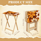 Brown Orange Daisies retro TV tray set of 4, size guide with table and rack dimensions