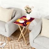 Midcentury Retro TV Trays Set of 4 with Wooden Storage Rack