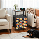 Retro Midcentury Bedside Table - Cabinet with Power Strip & 2 Drawers