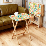 Atomic Wooden TV Tray Tables Set of 4 – Retro Folding Tables for Small Spaces