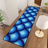Blue Retro 70s Runner Rug – Midcentury Peacock Eyes Pattern | Multiple Sizes