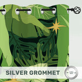 Retro Monstera Leaf Blackout Curtains: 70s Green Floral Midcentury Drapes