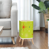 Square Trash Can with Lid, Christmas Stars Celestial Chartreuse Green