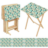Atomic Cat Teal retro TV tray set of 4, open table and four folded trays with storage rack