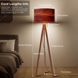 Midcentury Modern Tripod Floor Lamp: Rustic Wood Grain Reddish Brown