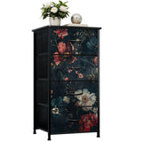 Dark Academia Bold Flowers Dresser – Floral 4-Drawer Storage Cabinet