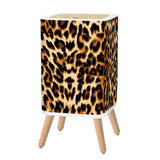 Scandi 1970s Style Square Small Trash Can with Lid, Leopardskin seamless Pattern