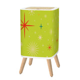 Square Trash Can with Lid, Christmas Stars Celestial Chartreuse Green