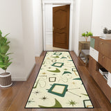 Atomic 60s Retro Runner Rugs – Pastel Yellow Green Midcentury Carpet