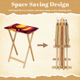 Midcentury Retro TV Trays Set of 4 with Wooden Storage Rack