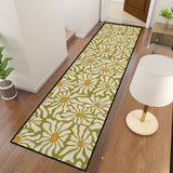 Retro 70s Midcentury Daisy Runner Rug | Multiple Sizes Non-Slip Polyester