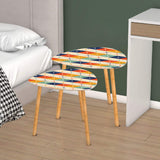 Triangle 60s Retro Tripod Nesting Table Set, Multicolor Diamonds