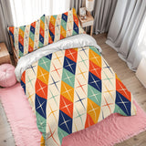 Midcentury Modern 60s Pattern Duvet Cover Set: Retro Diamond Bedding