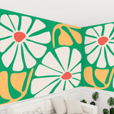 Retro Hippie 70s Stick and Peel Wallpaper: Bold Floral Removable Mural