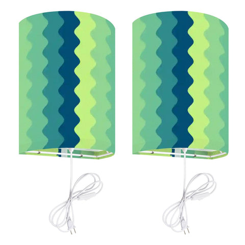 70s Retro Wall Sconces Set – Smart LED, Green Blue Wavy
