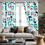 50s Atomic Cat Mid Grommet Blackout Curtains: Midcentury Modern Panel Set