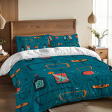 Set completo di copripiumino: biancheria da letto matrimoniale rétro mid-century Atomic anni '60