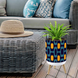 Blue Yellow Retro 70s Scandi Style Planter with Wooden Legs