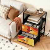 70s Retro Bedside Table Cabinet with Integrated Power Access