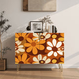 Retro 70s Floral Wooden Storage Cabinet, Midcentury Modern Home Furniture