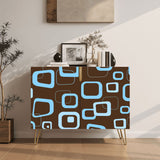 Brown Blue Atomic Midcentury Cabinet – Retro Wood Storage for Modern Homes