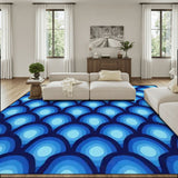 Large 70s Retro Rug 12x9 ft – Midcentury Plush Non-Slip Peacock Eye