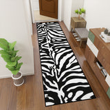 Black White Zebra Runner Rug – Retro Multiple Sizes Animal Print Carpet