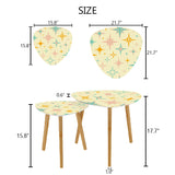 Triangle 60s Retro Tripod Nesting Table Set, Stars Celestial Vanilla