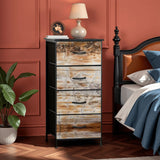 Faux-Wood Nordic Dresser: Modern Rustic Steel Frame Fabric Cabinet