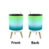 Retro Flower Pot - 70s Style, Wooden Legs, Fading Blue Green