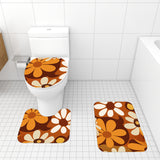 Bold Floral 70s Style Bathroom Mat Set | Retro Midcentury 3-Piece Rugs