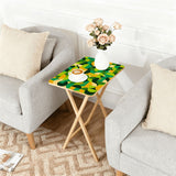 Retro Green Wooden Folding TV Side Tables with Storage Stand – Set of 4