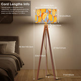 Scandi Retro Tripod Floor Lamp, Mid Century Lemon Fruits Pattern