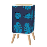 Retro Scandi Square Small Trash Can with Lid, Deep Indigo Oceanic Ink Blue