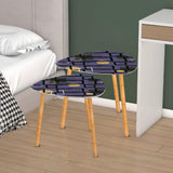 Triangle 60s Retro Tripod Nesting Table Set, Purple Geometric