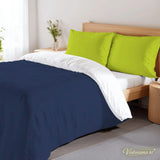 Chartreuse Green Indigo Duvet Cover Set: Full Size Microfiber Bedding - retro bedding